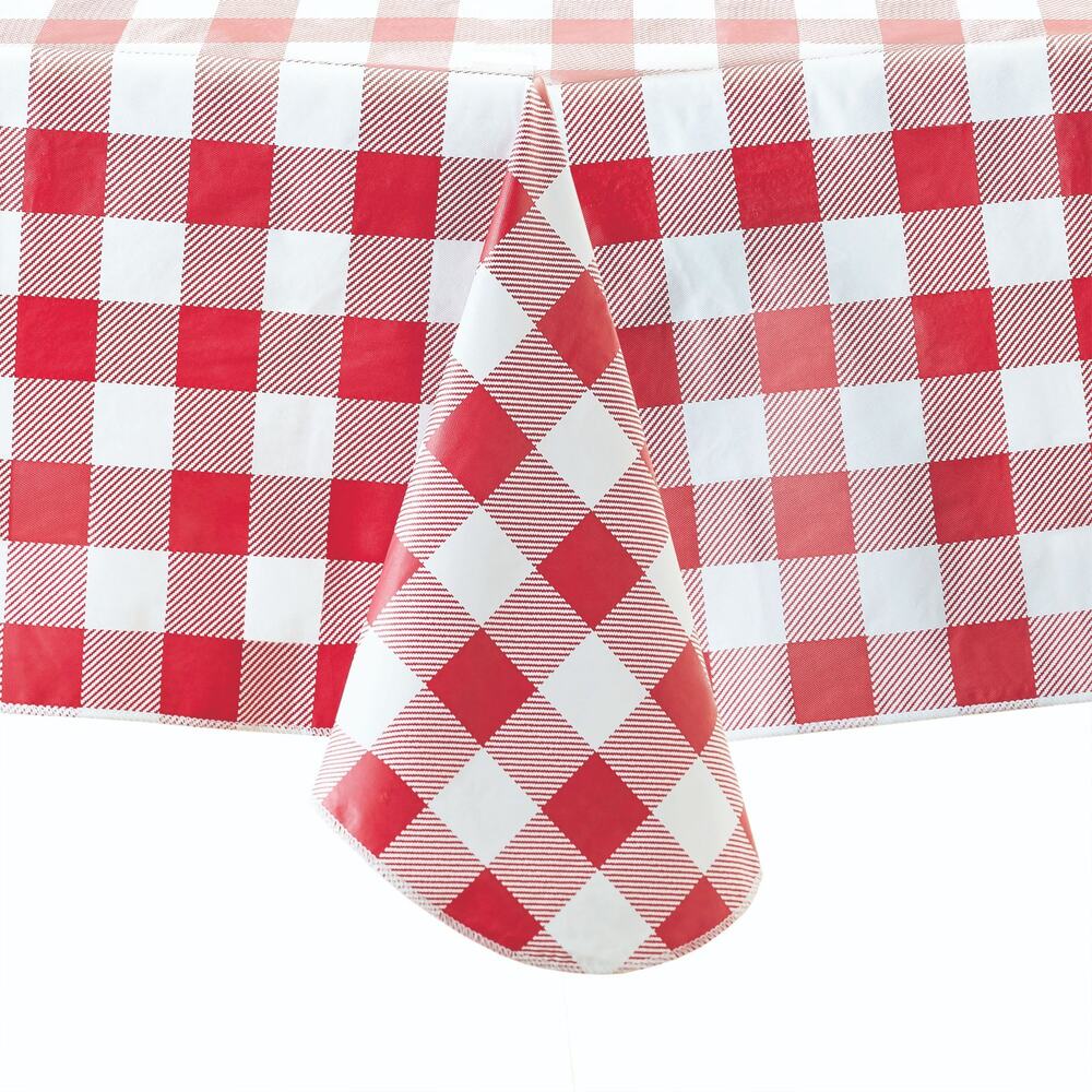 NEW 52” x 70" Red & White Checkerboard PEVA Vinyl Tablecloth Mainstays